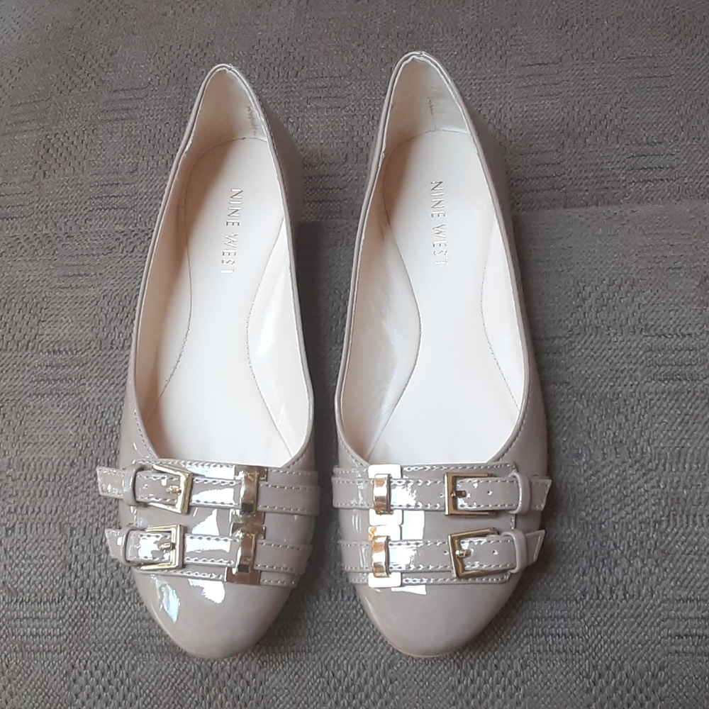 Nine West tan Patent Flats